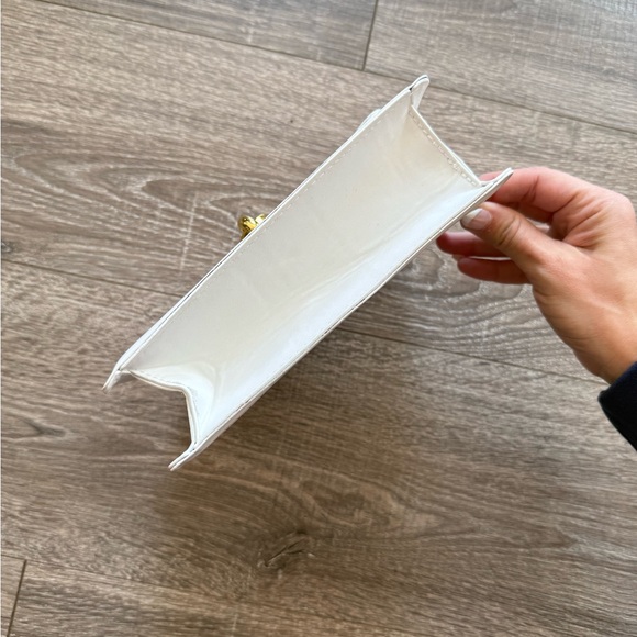 White and Gold Mini Bag with Textured Leather and Gold Clasp - Picture 5 of 6